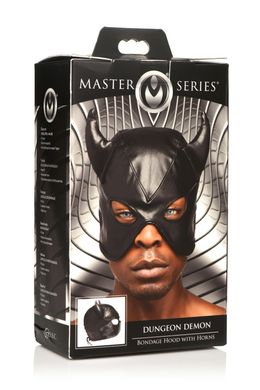 Маска Master Series Dungeon Demon Bondage Mask with Horns Black