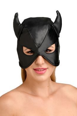 Маска Master Series Dungeon Demon Bondage Mask with Horns Black