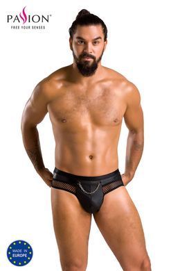 Труси чоловічі з ланцюжком та відкритою попою Passion 030 SLIP OPEN TOM black L/XL чорні