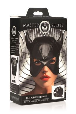 Маска Master Series Dungeon Demon Bondage Mask with Horns Black