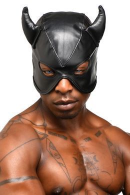 Маска Master Series Dungeon Demon Bondage Mask with Horns Black