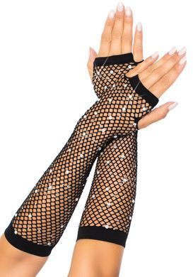 Мітенки сітка Leg Avenue Rhinestone Fishnet Arm Warmers Black