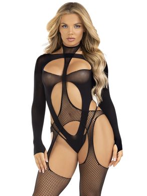 Бодістокінг Leg Avenue Bodystocking with cutout teddy Black One Size - фото