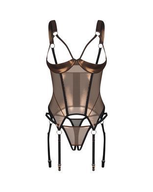 Корсет з трусиками Obsessive Soranna cupless corset & crotchless thong S/M