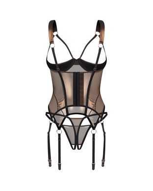 Корсет з трусиками Obsessive Soranna cupless corset & crotchless thong S/M