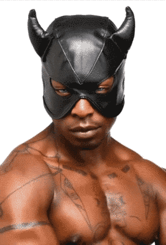 Маска Master Series Dungeon Demon Bondage Mask with Horns Black