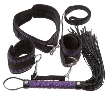 Bad Kitty restraint Set - набор БДСМ 4 предмета черно-фиолетовый - фото