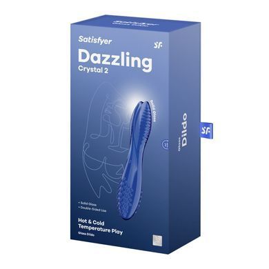 Двусторонний стеклянный дилдо Satisfyer Dazzling Crystal 2 Blue - фото
