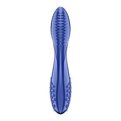 Двусторонний стеклянный дилдо Satisfyer Dazzling Crystal 2 Blue - фото