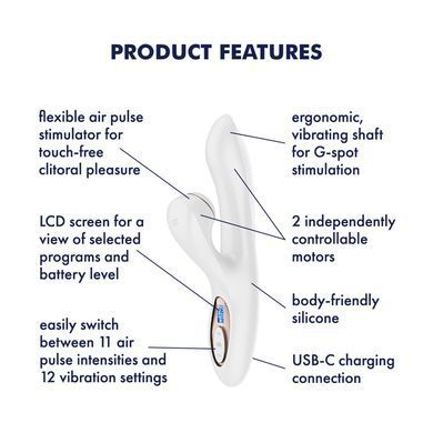 Satisfyer Pro+ G-Spot Generation 2 White - вібратор з вакуумною стимуляцією клітора білий - фото