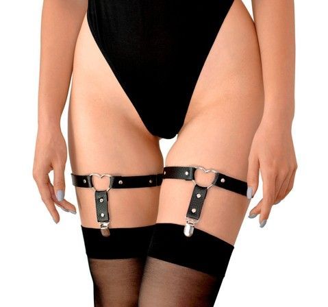 Гартеры на ноги для чулок из натуральной кожи Art of Sex Paula (2 шт.), Черный