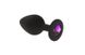 Анальна пробка з кристалом CRYSTAL Black Silicone Amethyst M (3,5 см) - фото товару