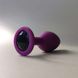 Силіконова анальна пробка - фіолетова з чорним кристалом (2,8 см) - фото товару