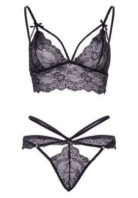 Еротичний комплект білизни Leg Avenue Strappy bralette and g-string S Black - фото