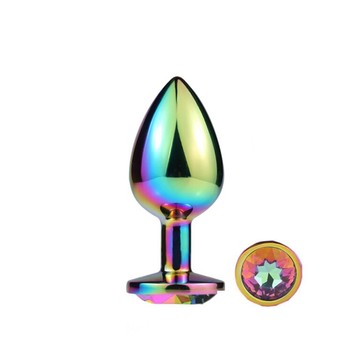 Анальная пробка с кристаллом MAI Attraction Toys №74 RAINBOW (4 см) - фото