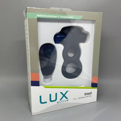 Lux Active – Triad – Vibrating Dual Cock Ring - двойное эрекционное кольцо с вибропулей и пультом ДУ - фото