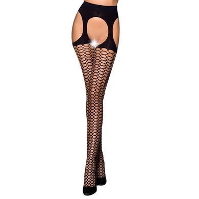 Еротичні колготки TIOPEN 004 nero (fishnet 40 den) - Passion, імітація панчох і пояса 1/2 - фото