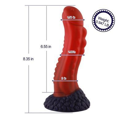 Фаллоимитатор для секс-машин Hismith 8.35" Curved Silicone Dildo Red Monster Series, Красный