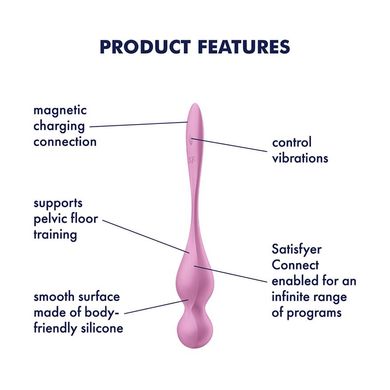 Вагинальные смарт-шарики с вибрацией Satisfyer Love Birds 1 Connect App Pink - фото