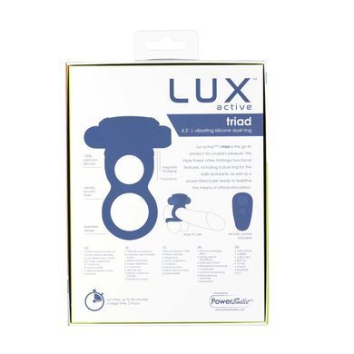Lux Active &ndash; Triad &ndash; Vibrating Dual Cock Ring - двойное эрекционное кольцо с вибропулей и пультом ДУ - фото