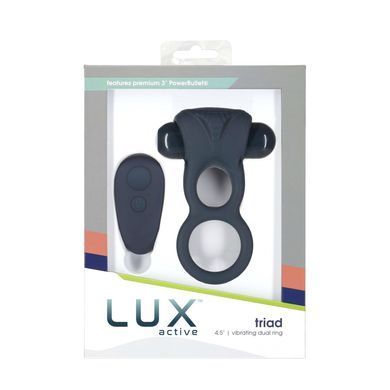 Lux Active &ndash; Triad &ndash; Vibrating Dual Cock Ring - двойное эрекционное кольцо с вибропулей и пультом ДУ - фото