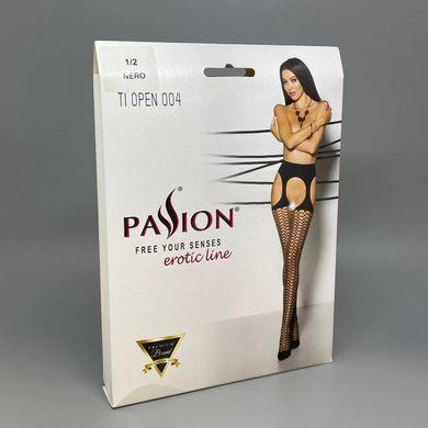 Еротичні колготки TIOPEN 004 nero (fishnet 40 den) - Passion, імітація панчох і пояса 1/2 - фото