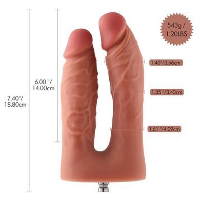 Двойной фаллоимитатор для секс-машин Hismith Silicone Double Penetrator Dildo