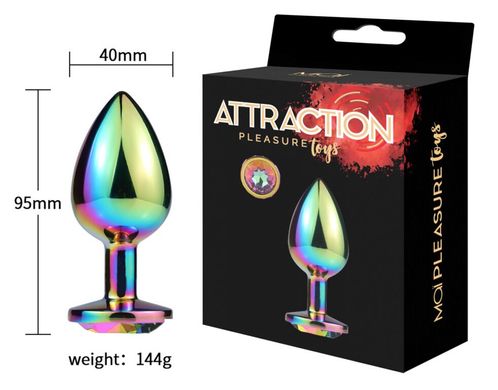 Анальна пробка з кристалом MAI Attraction Toys №74 RAINBOW (4 см) - фото