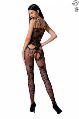 Ажурный бодистокинг с интимными вырезами Passion BS078 черный - фото