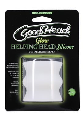 Сквозной светящийся мастурбатор для минета Doc Johnson GoodHead Glow Helping Head Silicone - фото