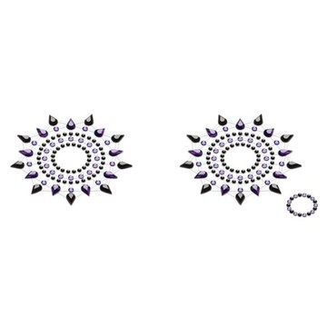 Пестіс з кристалів Petits Joujoux Gloria set of 2 - Black / Purple, прикраса на груди - фото