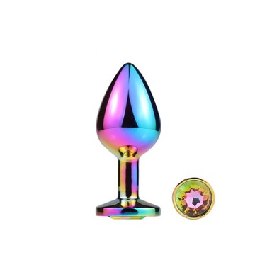 Анальная пробка с кристаллом MAI Attraction Toys №73 RAINBOW (3,5 см) - фото