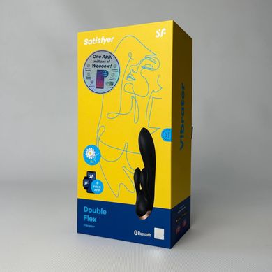 Satisfyer Double Flex - смарт-вибратор кролик черный - фото