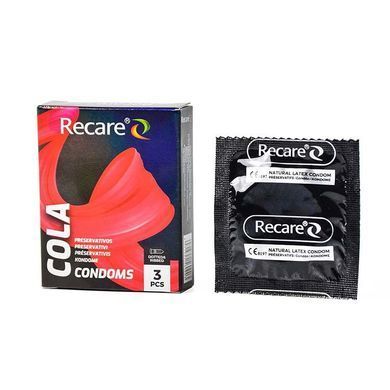 Презервативы с пупырышками и ребрами с ароматом колы Recare Holographic Cola Dotted&Ribbed Condoms 3 шт - фото