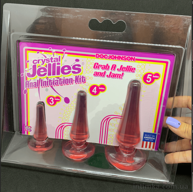 Набор анальных пробок Doc Johnson Crystal Jellies розовый (2; 3; 4 см) - фото