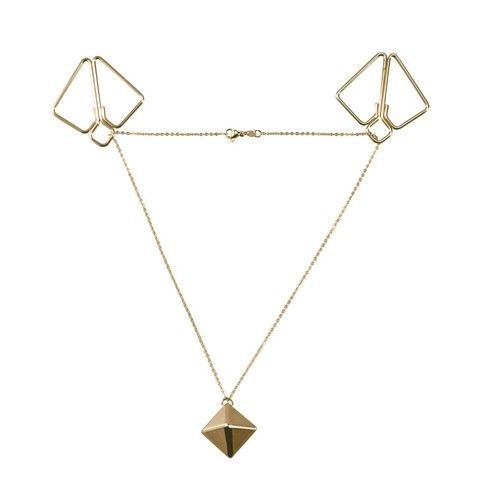 Затискачі для сосків з важкою підвіскою LOCKINK Nipple Clamps with Heavy Pendant Golden - фото