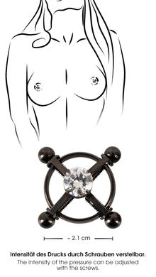 Затискачі для сосків зі стразом Bad Kitty Nipple Jewellery black - фото