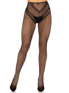 Эротические колготки Leg Avenue Crotchless Net Tights with Heart Backseam Black One Size - фото