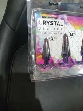 Набір анальних пробок Doc Johnson Crystal Jellies Anal Trainer Set Rainbow 3 шт (2,5 см; 3,2 см; 3,2 см) (м'яте паковання) - фото