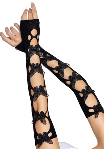 Митенки бабочки Leg Avenue Butterfly applique arm warmers Black