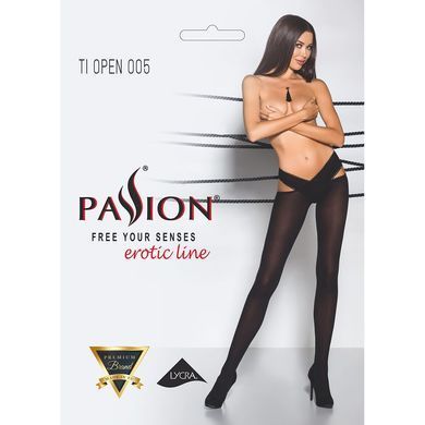 Эротические колготки TIOPEN 005 nero (60 den) - Passion, с вырезом, оригинальный пояс 1/2 - фото