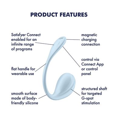 Виброяйцо Satisfyer Smooth Petal Connect App Light Blue - фото