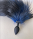 Анальная пробка лисий хвост (2,8 см) черно-синего цвета