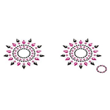 Пестіс з кристалів Petits Joujoux Gloria set of 2 - Black / Pink, прикраса на груди - фото