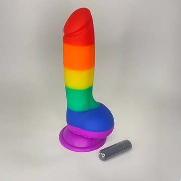 Фалоімітатор реалістик райдужного кольору Addiction Justin Rainbow (20,3 см) - фото
