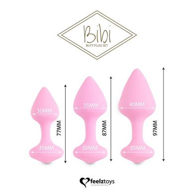 Набор анальных пробок FeelzToys Bibi Butt Pink (3 см, 3,5 см, 4 см) - фото
