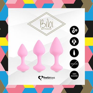 Набір анальних пробок FeelzToys Bibi Butt Pink (3 см, 3,5 см, 4 см) - фото