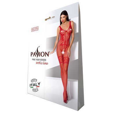 Бодистокинг-сетка Passion BS069 красный - фото