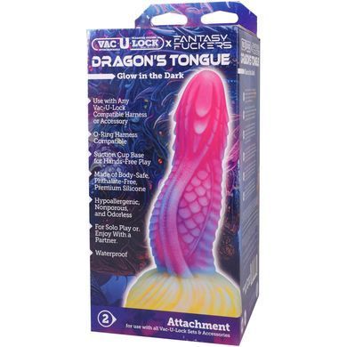 Фалоімітатор Doc Johnson Vac-U-Lock x Fantasy Fuckers Dragon's Tongue 18,4 см - фото