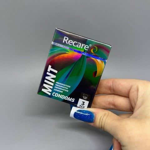 Презервативи ультратонкі із ароматом м'яти Recare Holographic Ultra Thin Mint Condoms 3 шт. - фото
